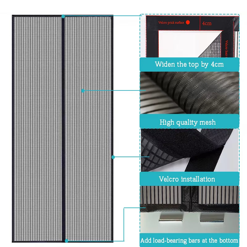 Transform Your Home with the Diamond Mesh Mosquito Proof Door Curtain - Self-Adhesive, No Punching Required, Perfect for Summer!