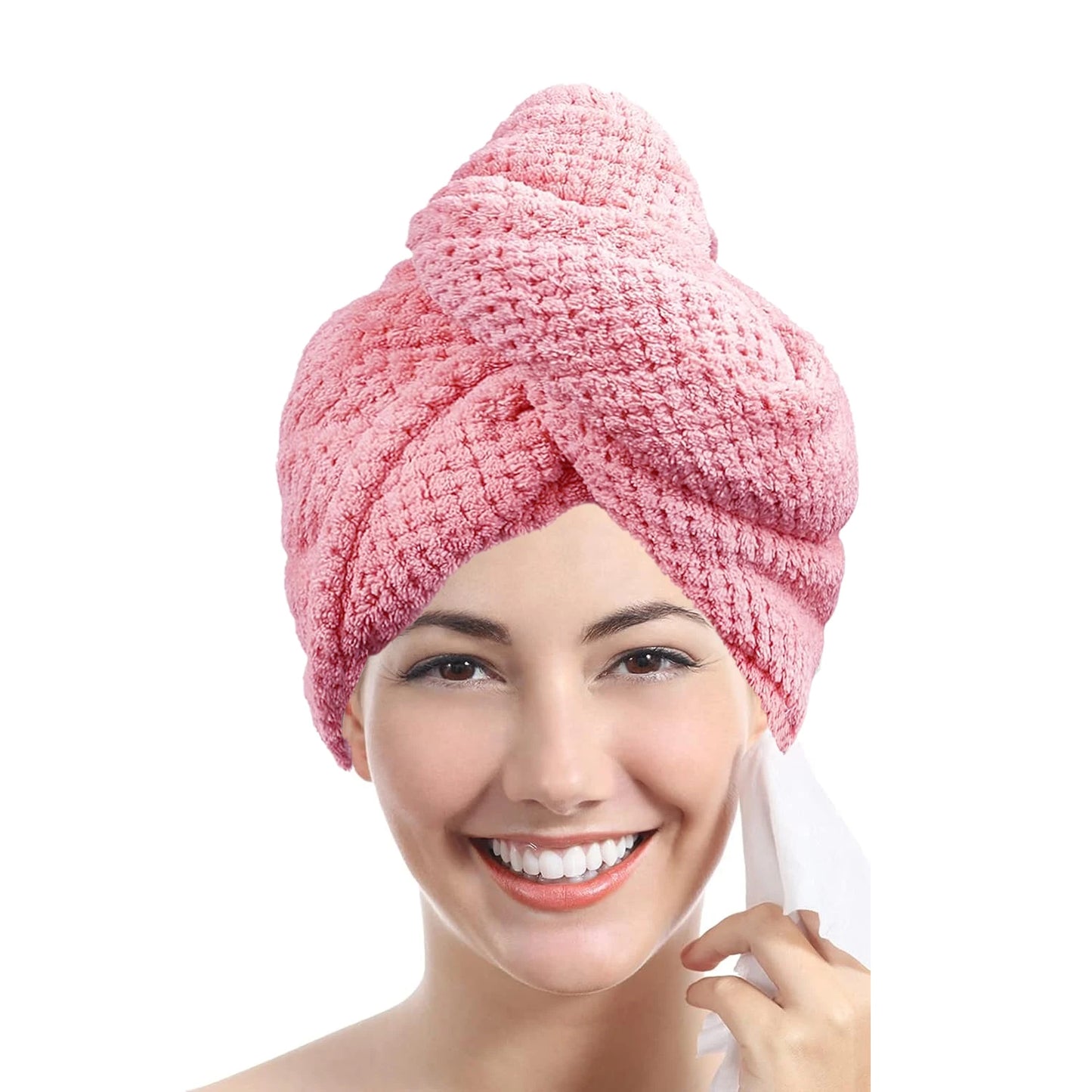 Experience Ultimate Comfort with Our Absorbent Solid Color Textured Hair Towel Wrap for Women - 9.8" x 25.5"