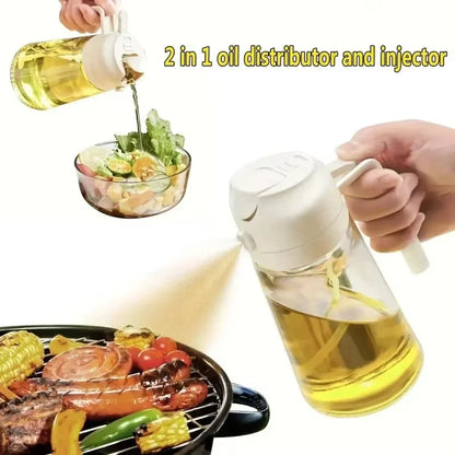 2-in-1 Oil Spray Bottle for Kitchen (200/300/500ml) – Multi-Purpose Oil & Vinegar Dispenser for Cooking, Grilling, Baking & Salad Dressing
