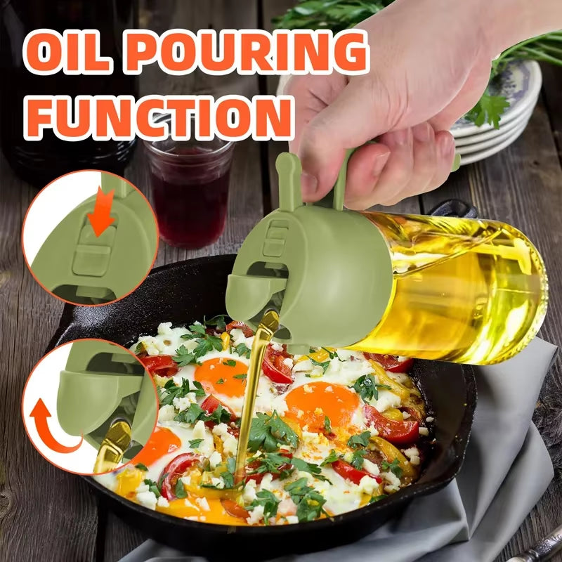 2-in-1 Oil Spray Bottle for Kitchen (200/300/500ml) – Multi-Purpose Oil & Vinegar Dispenser for Cooking, Grilling, Baking & Salad Dressing