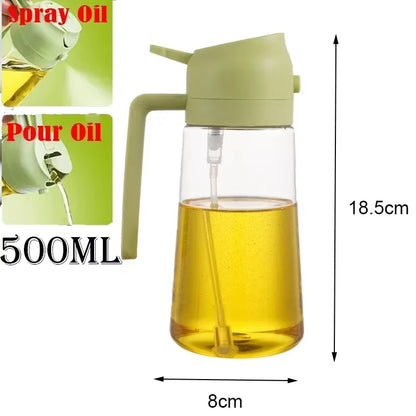 2-in-1 Oil Spray Bottle for Kitchen (200/300/500ml) – Multi-Purpose Oil & Vinegar Dispenser for Cooking, Grilling, Baking & Salad Dressing