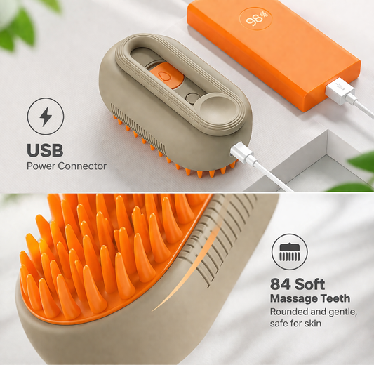 Revolutionary 3 in 1 Electric Steam Brush: The Ultimate Grooming and Massage Tool for Cats and Dogs