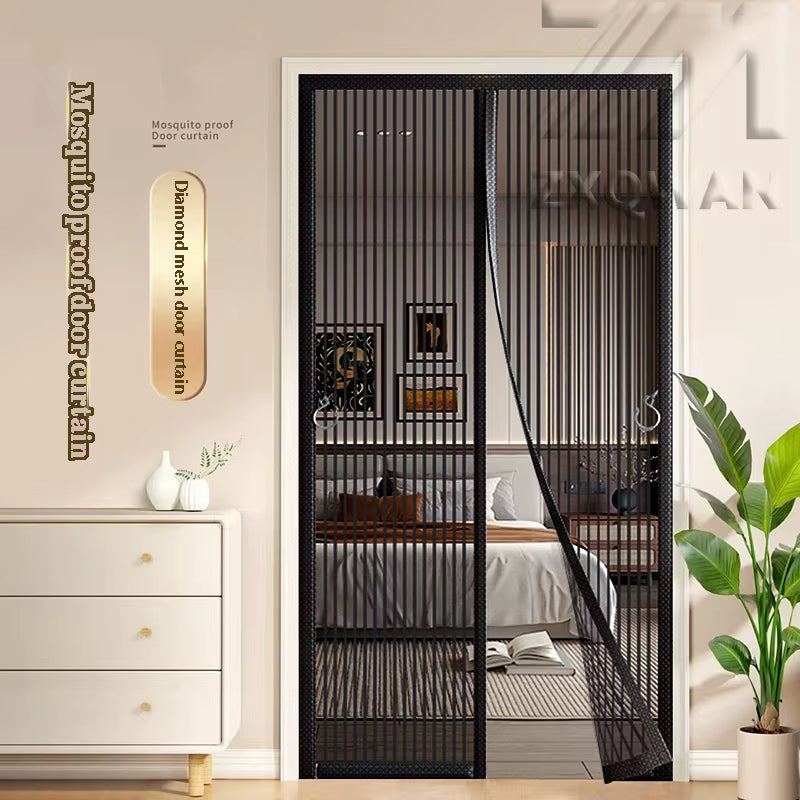 Transform Your Home with the Diamond Mesh Mosquito Proof Door Curtain - Self-Adhesive, No Punching Required, Perfect for Summer!