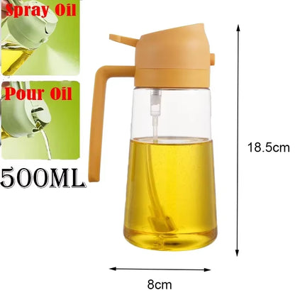 2-in-1 Oil Spray Bottle for Kitchen (200/300/500ml) – Multi-Purpose Oil & Vinegar Dispenser for Cooking, Grilling, Baking & Salad Dressing