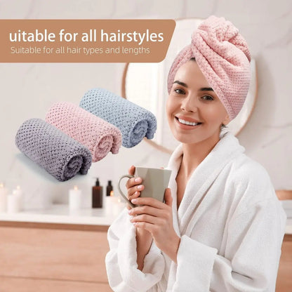 Experience Ultimate Comfort with Our Absorbent Solid Color Textured Hair Towel Wrap for Women - 9.8" x 25.5"