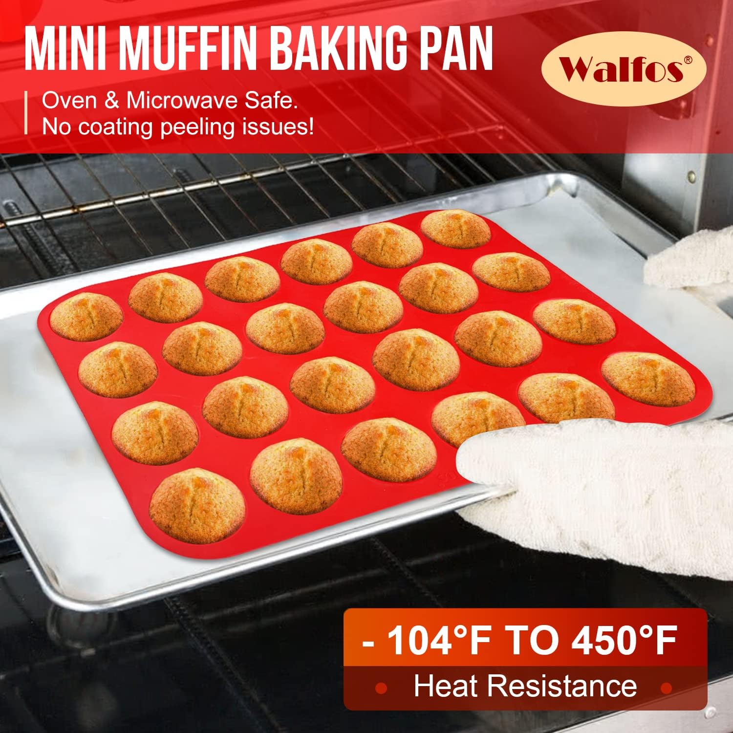 Silicone Cupcake Pan Set, 2-Piece Mini 24 Cups Muffin Baking Pan, BPA Free and Dishwasher Safe, Non-Stick , Great for Making Muffin Cakes, Fat Bombs