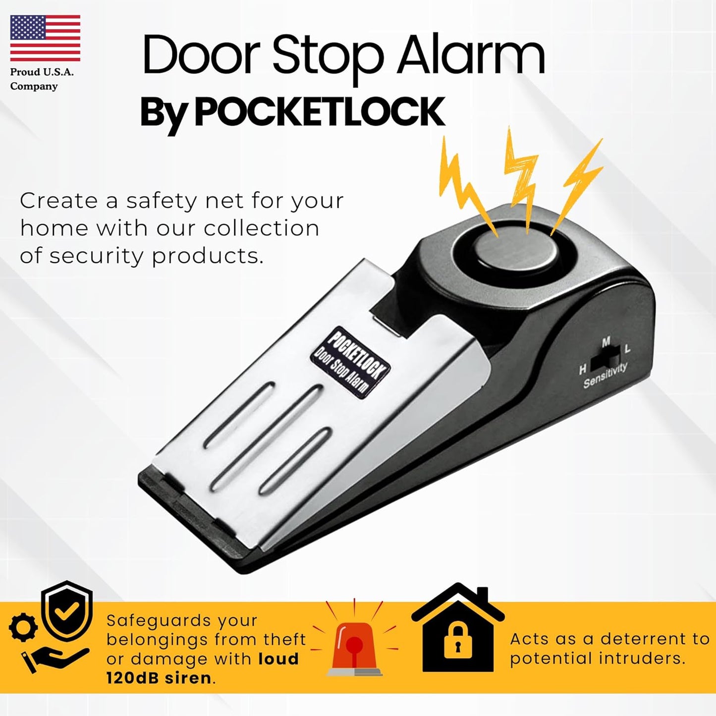 Ultimate Portable Door Stop Alarm with 120 dB Siren for Unmatched Security at Home, Travel, and Dorms