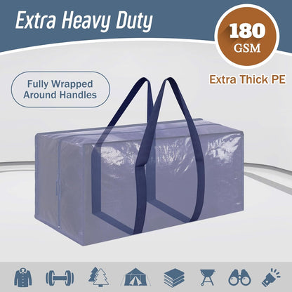Large Extra Heavy-Duty Moving Bags (6-Pack) – Reinforced Handles, Strong Zippers & Oversized Storage for Clothes, Dorm Supplies & Bedding
