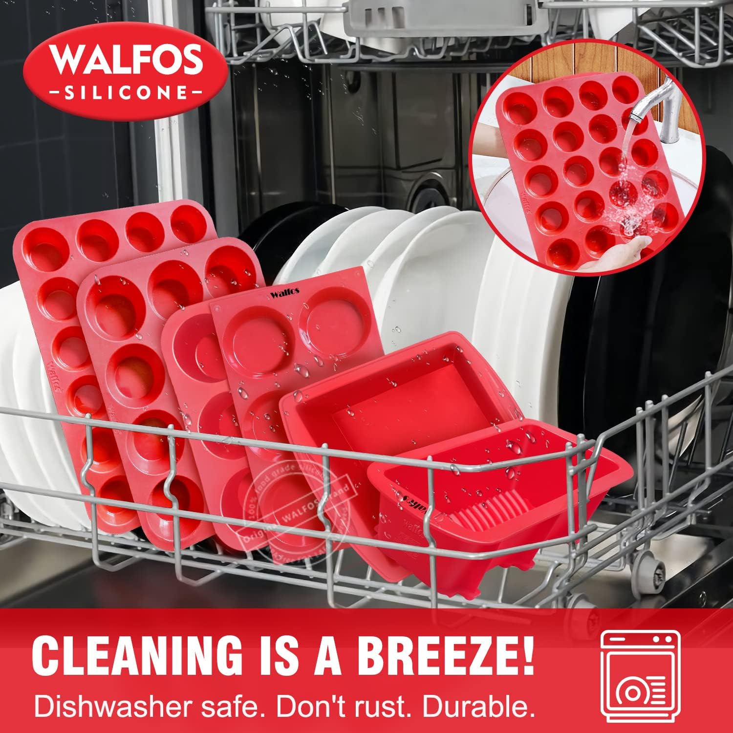 Silicone Cupcake Pan Set, 2-Piece Mini 24 Cups Muffin Baking Pan, BPA Free and Dishwasher Safe, Non-Stick , Great for Making Muffin Cakes, Fat Bombs