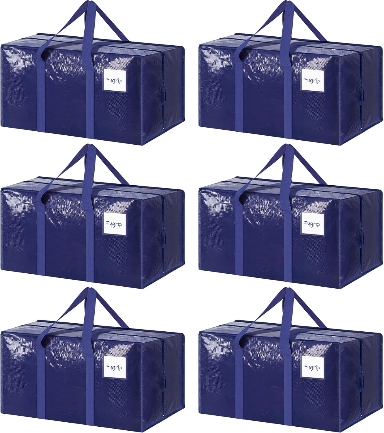 Large Extra Heavy-Duty Moving Bags (6-Pack) – Reinforced Handles, Strong Zippers & Oversized Storage for Clothes, Dorm Supplies & Bedding