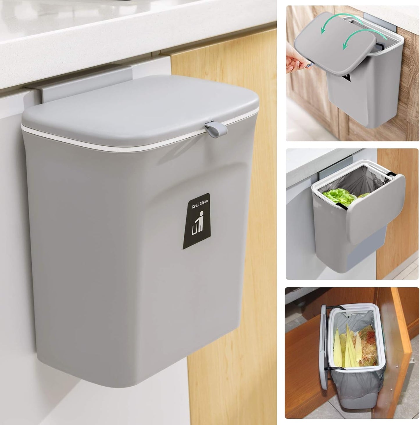 Effortless Composting: 2.4 Gallon Indoor Compost Bin with Secure Lid for a Clean and Fresh Home