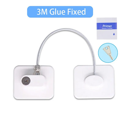 Childproof Safety Cable Lock for Windows, Cabinets & Refrigerators – Anti-Opening Baby Safety Lock with Strong Adhesive, Easy Install