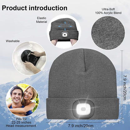 Stay Warm and Illuminate Your Adventures with the Rechargeable LED Beanie Hat for Men & Women
