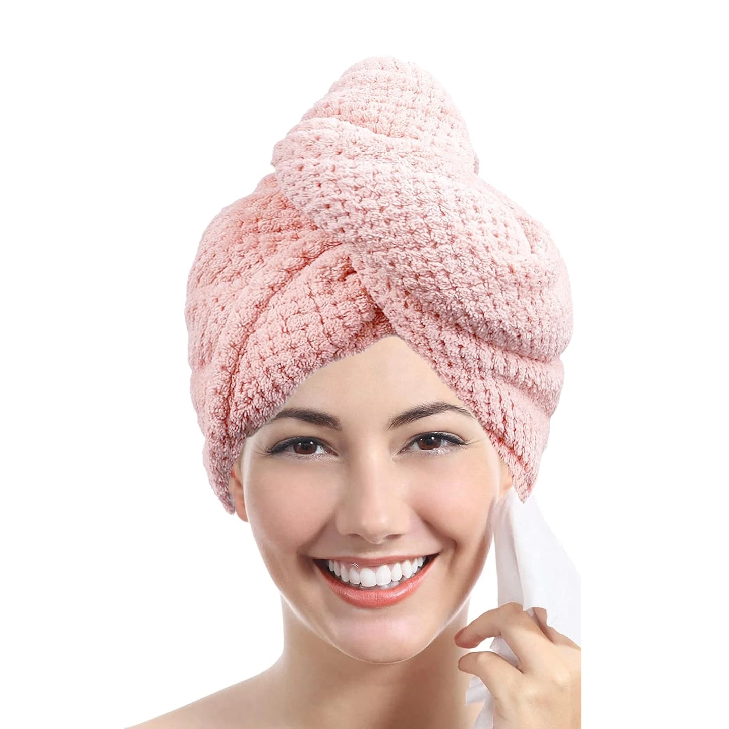Experience Ultimate Comfort with Our Absorbent Solid Color Textured Hair Towel Wrap for Women - 9.8" x 25.5"