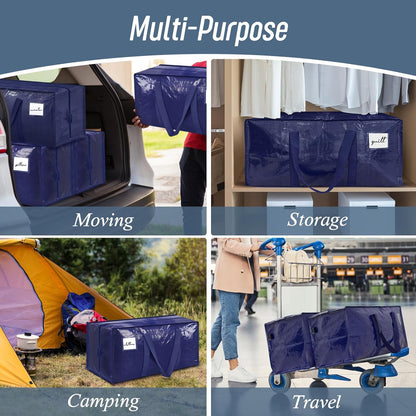 Large Extra Heavy-Duty Moving Bags (6-Pack) – Reinforced Handles, Strong Zippers & Oversized Storage for Clothes, Dorm Supplies & Bedding