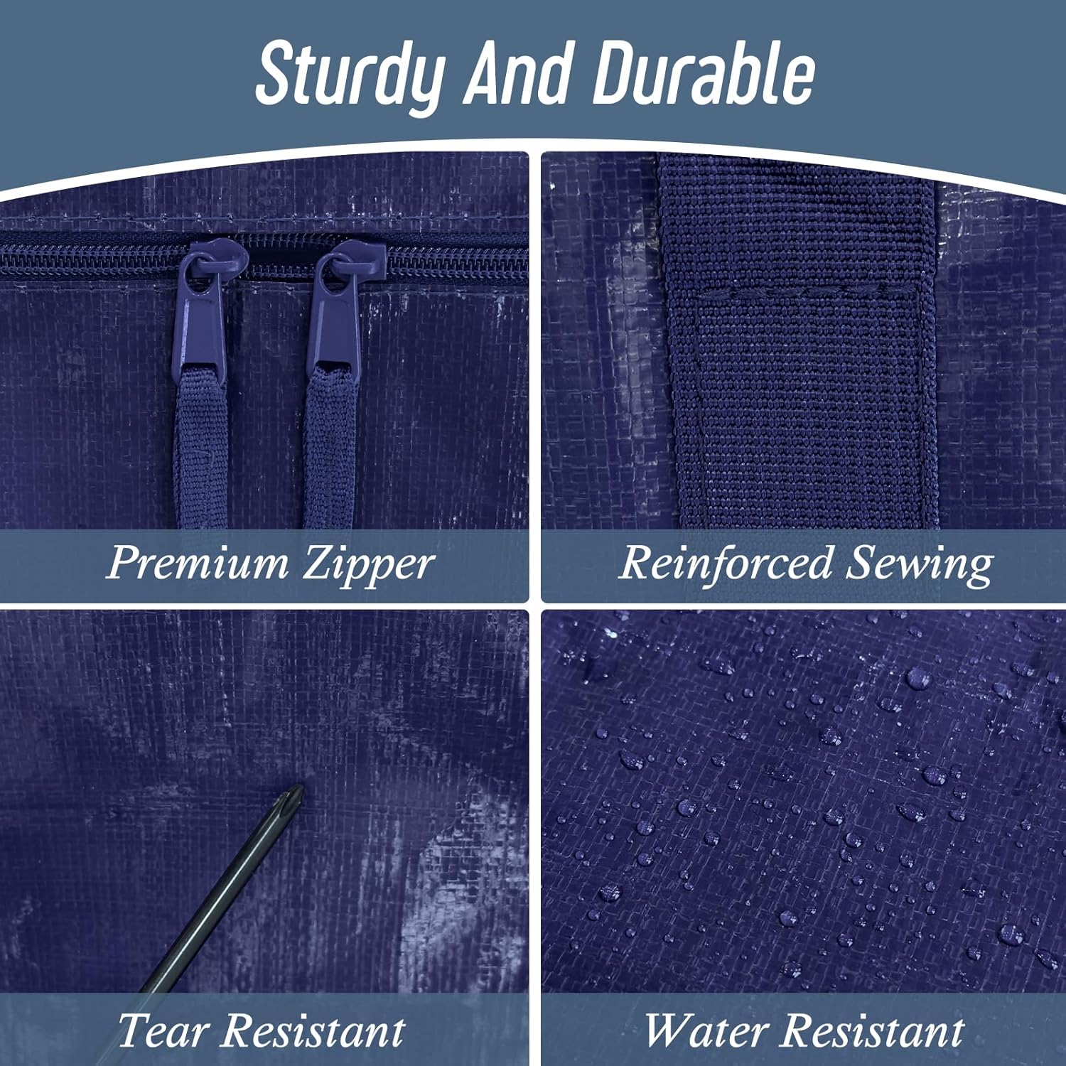 Large Extra Heavy-Duty Moving Bags (6-Pack) – Reinforced Handles, Strong Zippers & Oversized Storage for Clothes, Dorm Supplies & Bedding