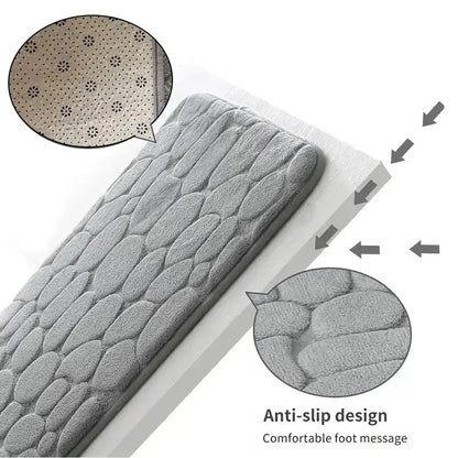 Transform Your Space with the Luxurious Anti-Slip Pebble Floor Mat - Perfect for Bathroom & Living Room Comfort