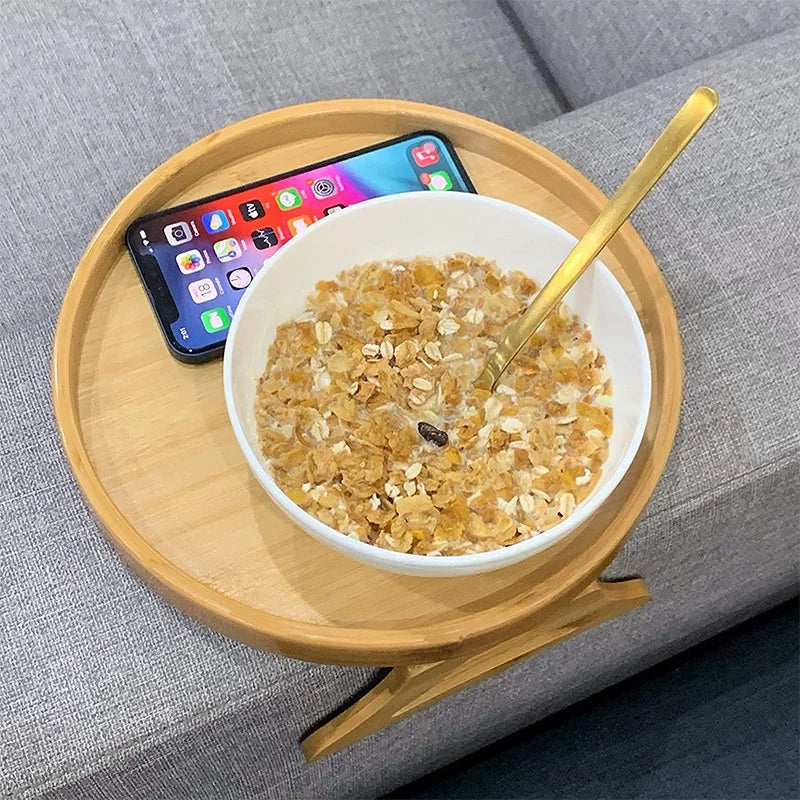 Foldable Sofa Armrest Clip-On Tray Table – Universal Couch Armrest Holder for Drinks, Snacks, Remote & Phone