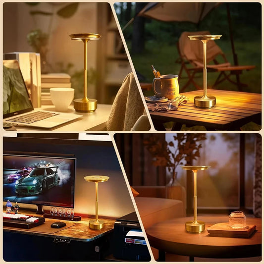 Stylish Aluminum Alloy LED Table Lamp - Infinitely Dimmable & Rechargeable Night Light for Every Space