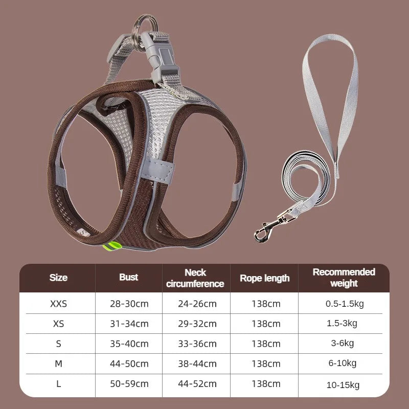 Adjustable Mesh Puppy Harness & Leash Set
