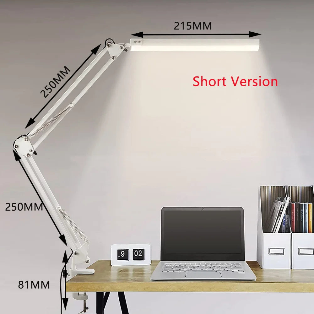 Illuminate Your Workspace with the 10W Dimmable LED Desk Lamp - 10 Brightness Levels, 3 Modes, and USB Charging!