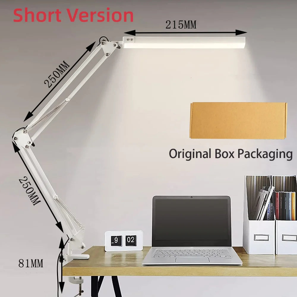 Illuminate Your Workspace with the 10W Dimmable LED Desk Lamp - 10 Brightness Levels, 3 Modes, and USB Charging!