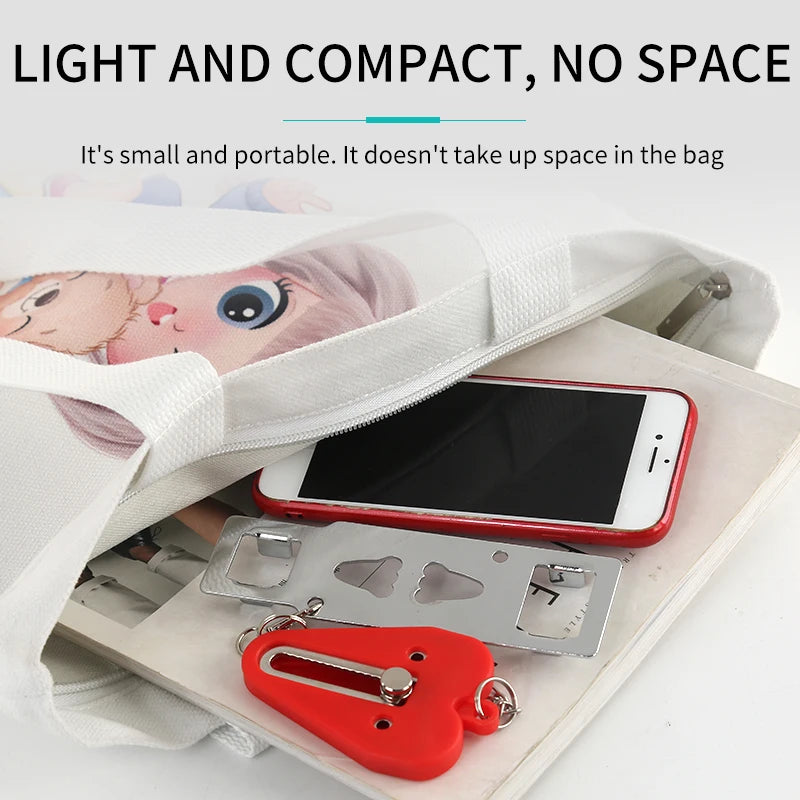 Security Portable Door Lock Latch No Drill Manual Hotel Room Devices for Add Security Holes Removable for Travel Safety