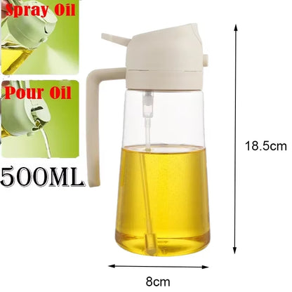 2-in-1 Oil Spray Bottle for Kitchen (200/300/500ml) – Multi-Purpose Oil & Vinegar Dispenser for Cooking, Grilling, Baking & Salad Dressing