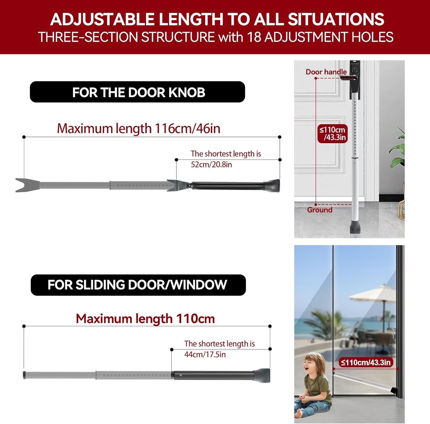 🔒 2-in-1 Door & Sliding Door Security Bar – Powerful Protection for Home & Travel