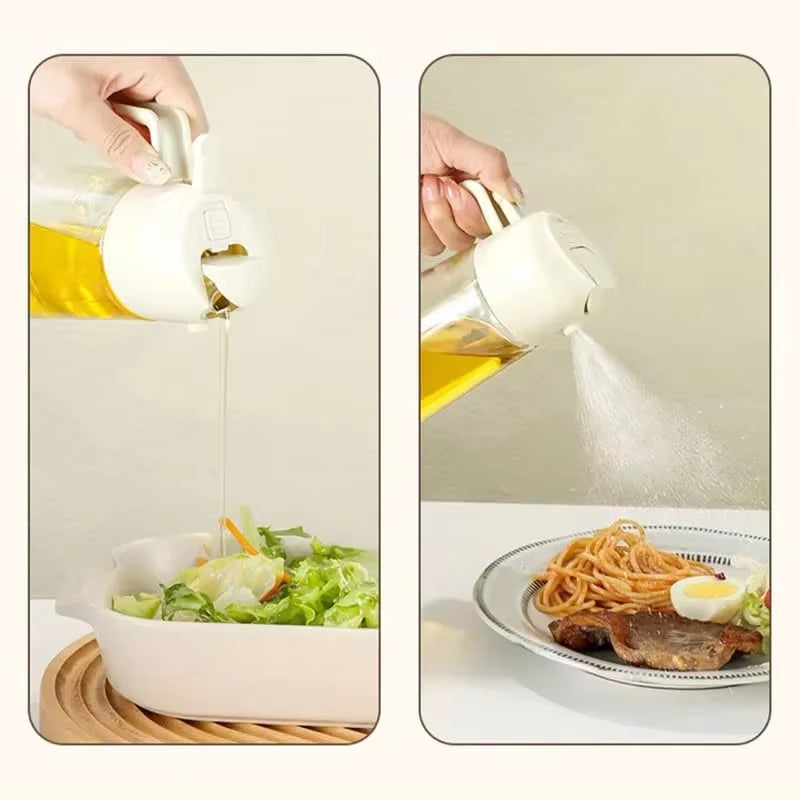 2-in-1 Oil Spray Bottle for Kitchen (200/300/500ml) – Multi-Purpose Oil & Vinegar Dispenser for Cooking, Grilling, Baking & Salad Dressing