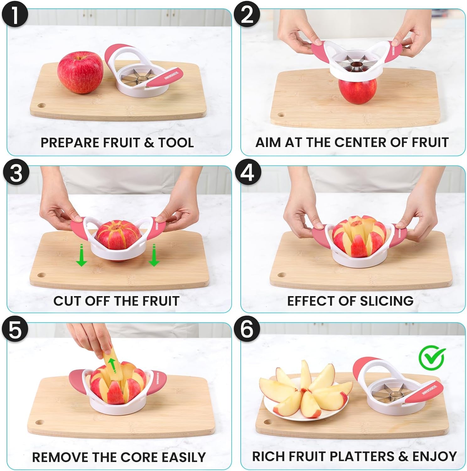 Effortlessly Slice and Core Apples with Our Stylish 3.5 Inch Pink Apple Slicer - Perfect for Fruit Lovers!