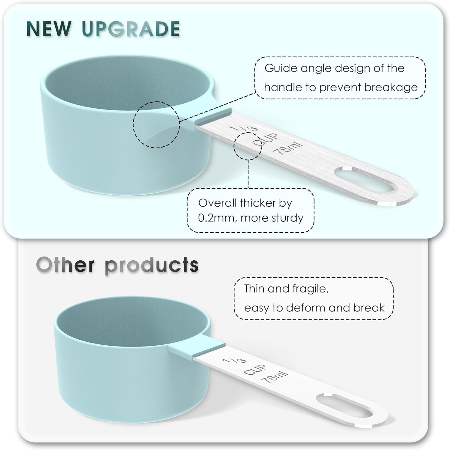 Stackable Measuring Cups and Spoons Set with Stainless Steel Handle - Nesting Kitchen Gadgets for Cooking and Baking
