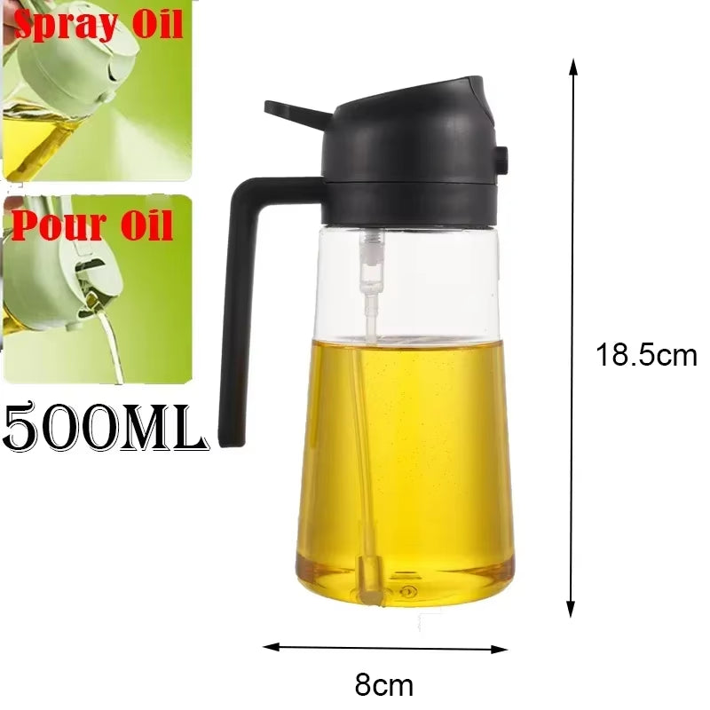 2-in-1 Oil Spray Bottle for Kitchen (200/300/500ml) – Multi-Purpose Oil & Vinegar Dispenser for Cooking, Grilling, Baking & Salad Dressing