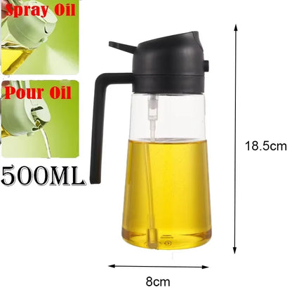2-in-1 Oil Spray Bottle for Kitchen (200/300/500ml) – Multi-Purpose Oil & Vinegar Dispenser for Cooking, Grilling, Baking & Salad Dressing
