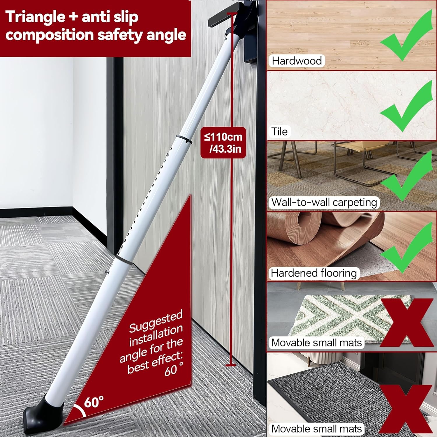 🔒 2-in-1 Door & Sliding Door Security Bar – Powerful Protection for Home & Travel
