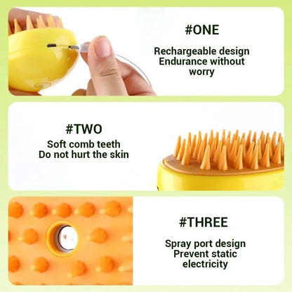 Revolutionary 3-in-1 Electric Steam Brush: The Ultimate Grooming and Massage Tool for Cats and Dogs