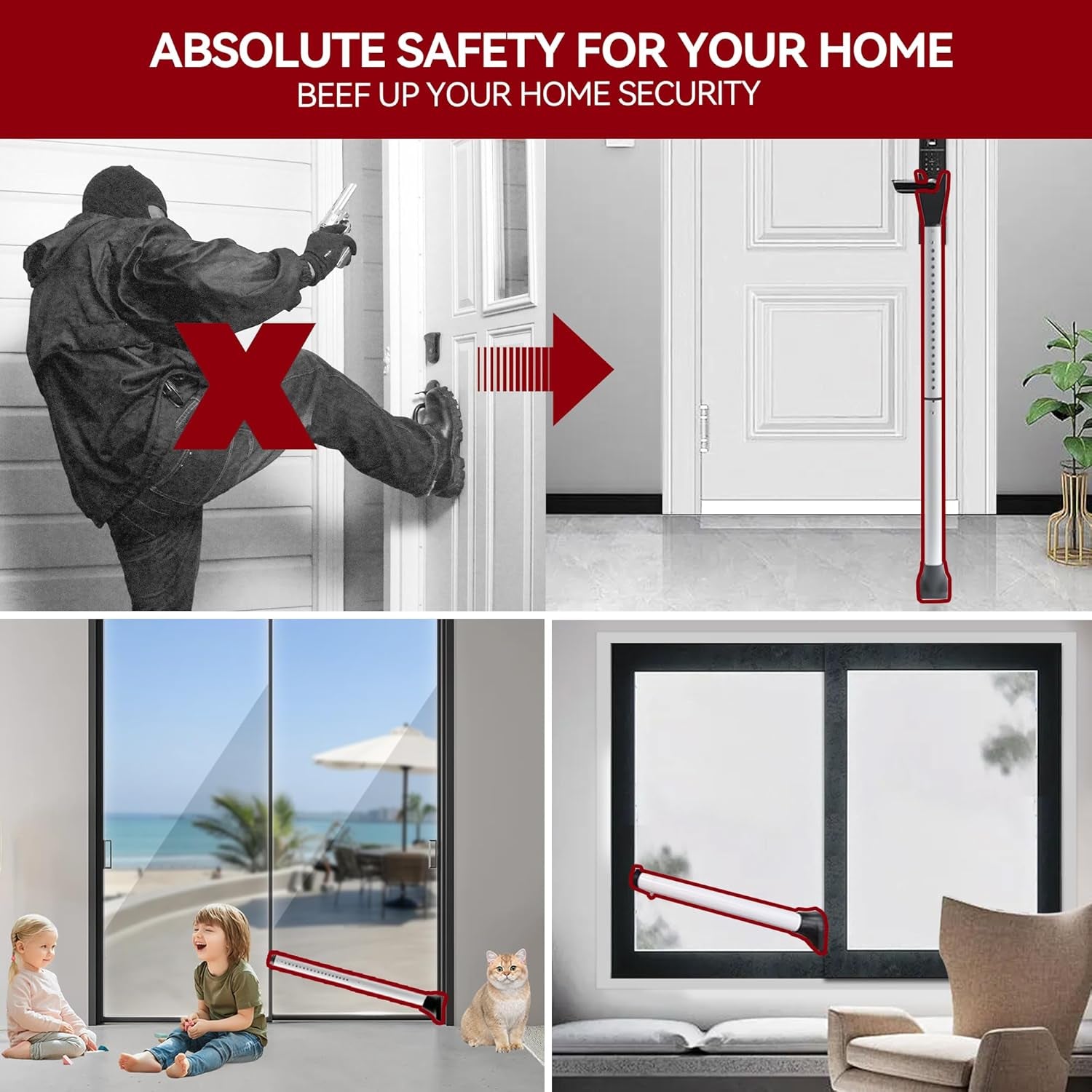 🔒 2-in-1 Door & Sliding Door Security Bar – Powerful Protection for Home & Travel