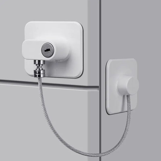 Childproof Safety Cable Lock for Windows, Cabinets & Refrigerators – Anti-Opening Baby Safety Lock with Strong Adhesive, Easy Install
