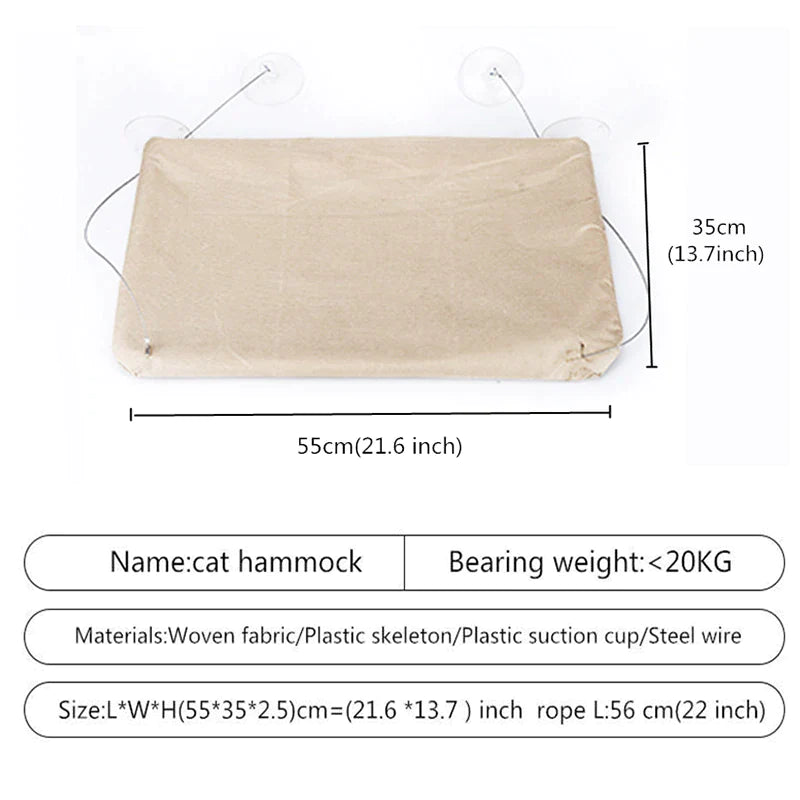 Elevated Cat Hammock - Cozy Window Perch for Cats & Kittens, Stylish Climbing Frame with 20Kg Capacity