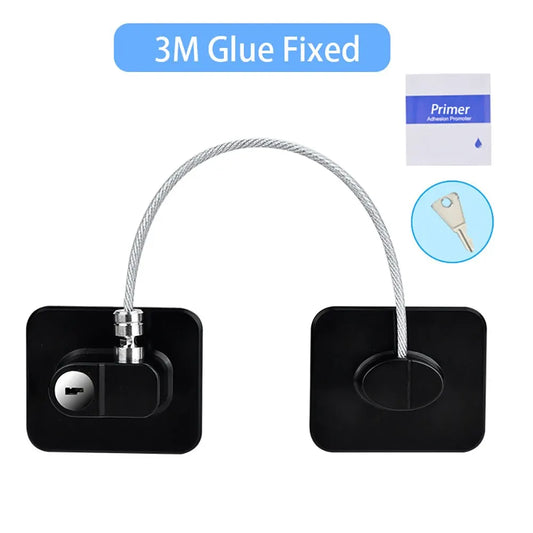 Childproof Safety Cable Lock for Windows, Cabinets & Refrigerators – Anti-Opening Baby Safety Lock with Strong Adhesive, Easy Install