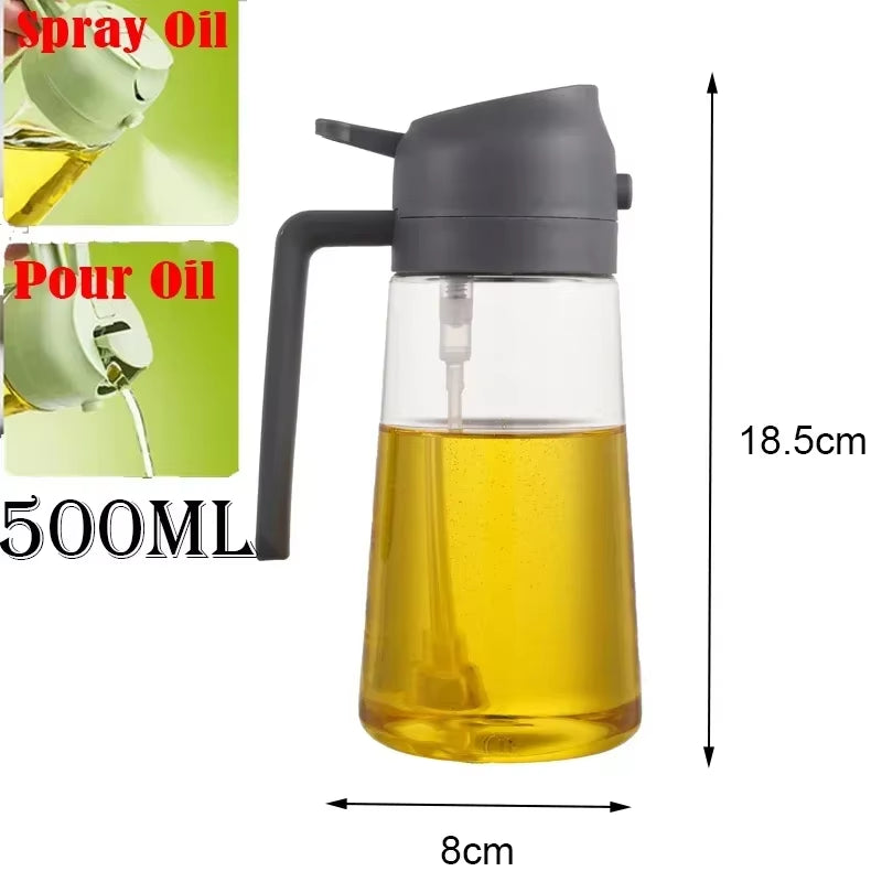2-in-1 Oil Spray Bottle for Kitchen (200/300/500ml) – Multi-Purpose Oil & Vinegar Dispenser for Cooking, Grilling, Baking & Salad Dressing