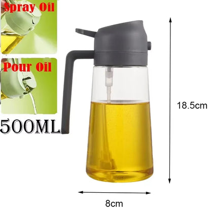 2-in-1 Oil Spray Bottle for Kitchen (200/300/500ml) – Multi-Purpose Oil & Vinegar Dispenser for Cooking, Grilling, Baking & Salad Dressing
