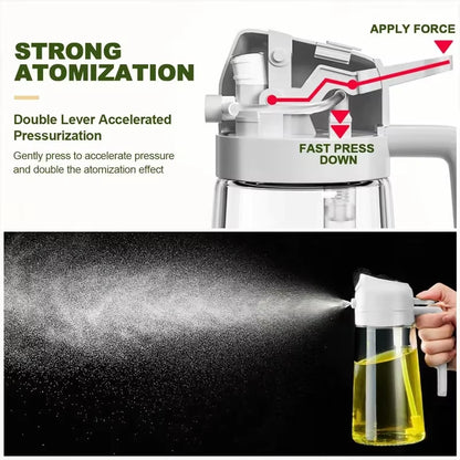 2-in-1 Oil Spray Bottle for Kitchen (200/300/500ml) – Multi-Purpose Oil & Vinegar Dispenser for Cooking, Grilling, Baking & Salad Dressing