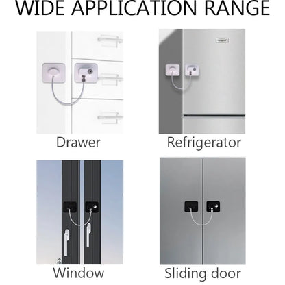 Childproof Safety Cable Lock for Windows, Cabinets & Refrigerators – Anti-Opening Baby Safety Lock with Strong Adhesive, Easy Install